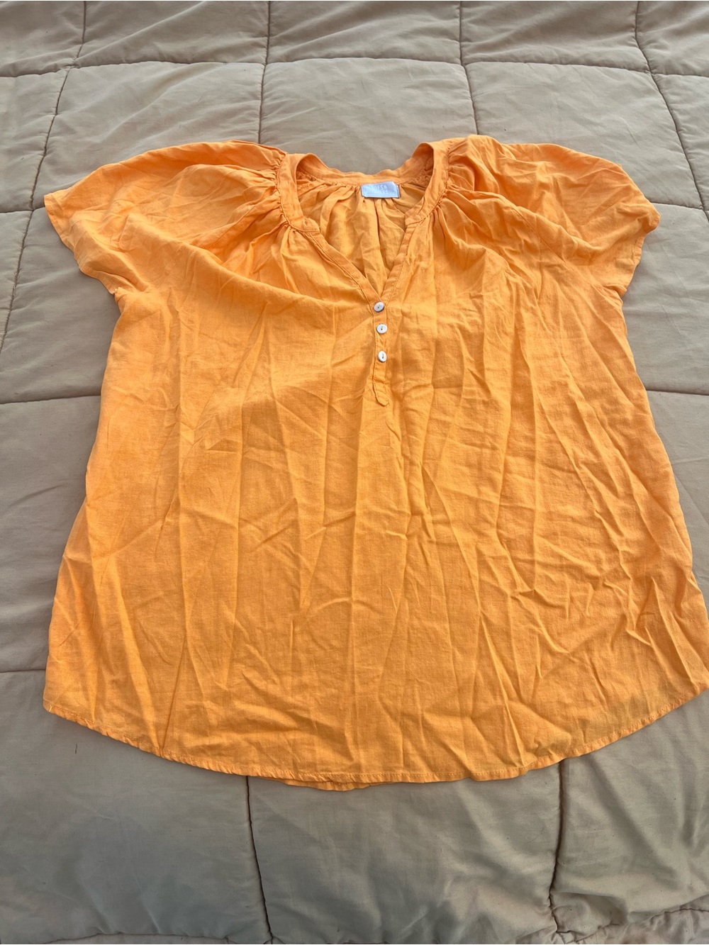 Heroes & Dreamers Orange Linen Blend Short Sleeve Tunic Top Size 1X